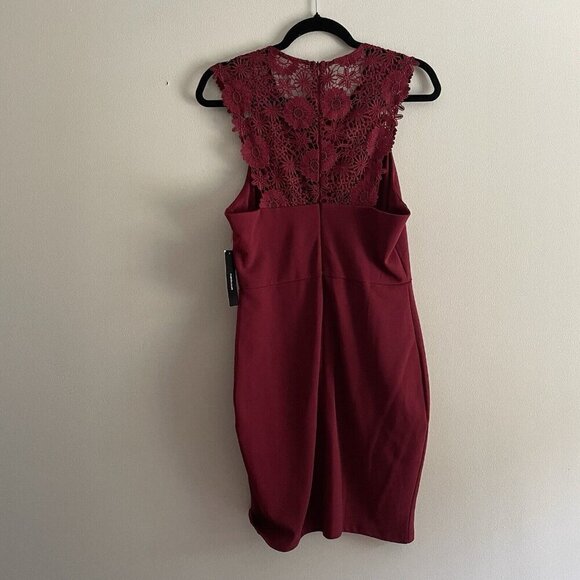 Lulus Women M Burgundy Come Alive Lace Sleeveless Bodycon Mini Dress NWT - Picture 10 of 12